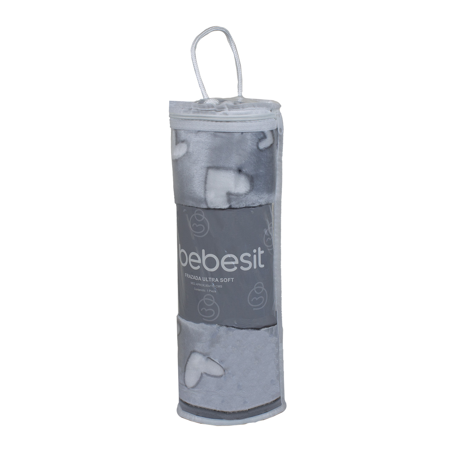 FRAZADA ULTRA SOFT CORAZONES 80X110CM GRIS BEBESIT - 3