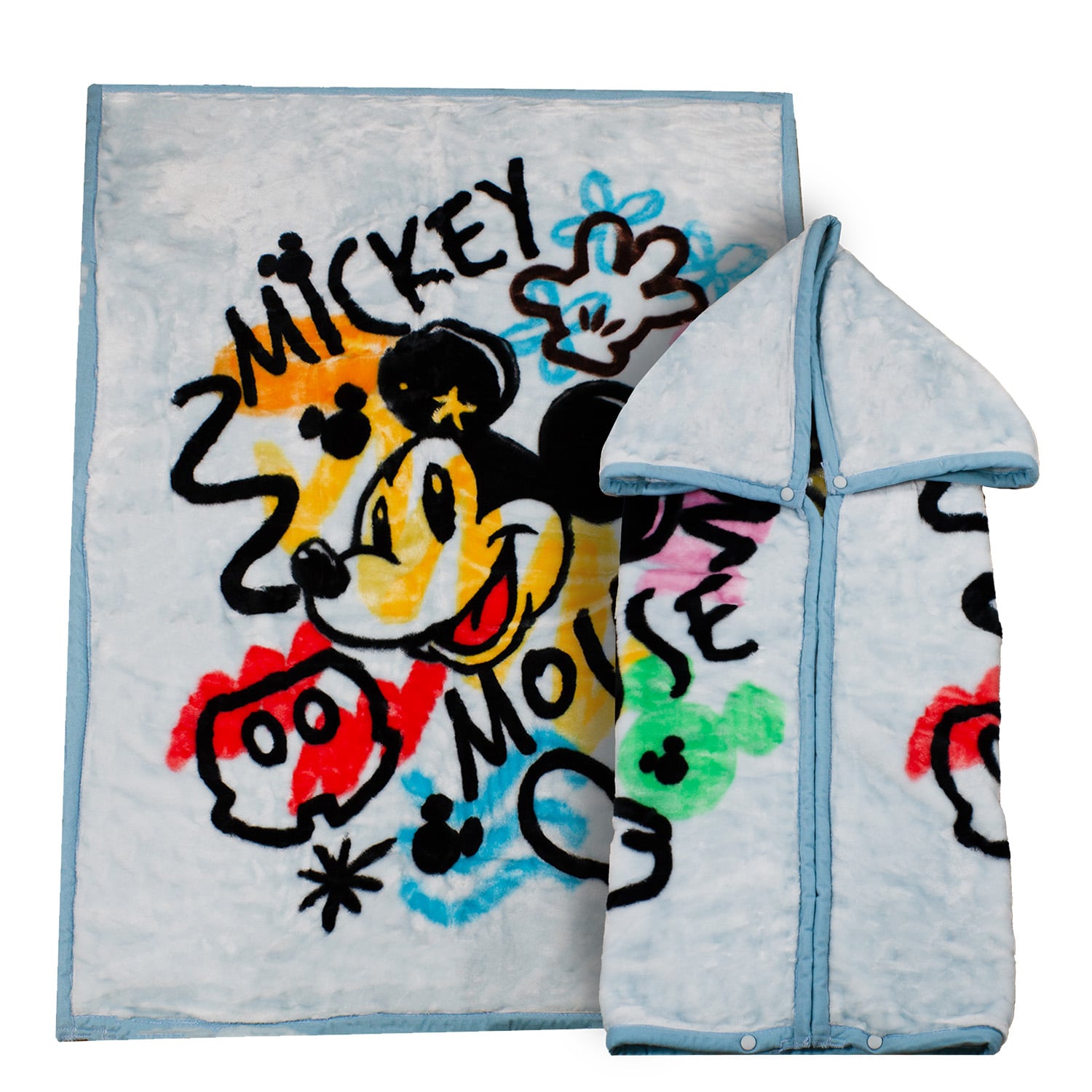 SACO CON BROCHE ULTRA SOFT MICKEY MOUSE 80X110CM CELESTE - 1