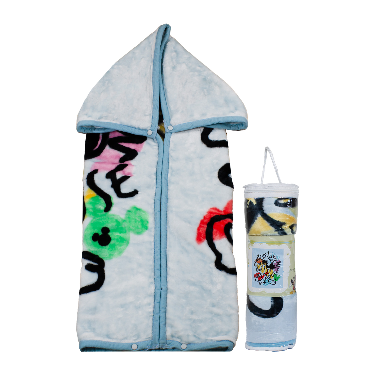 SACO CON BROCHE ULTRA SOFT MICKEY MOUSE 80X110CM CELESTE - 2