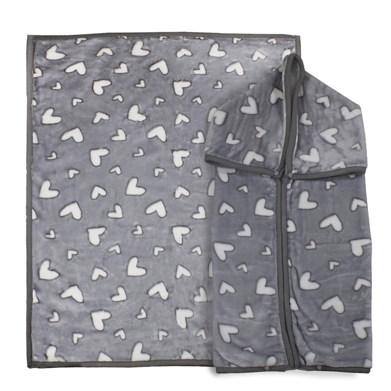 SACO CON BROCHE ULTRA SOFT CORAZONES 80X110CM GRIS BEBESIT - 1