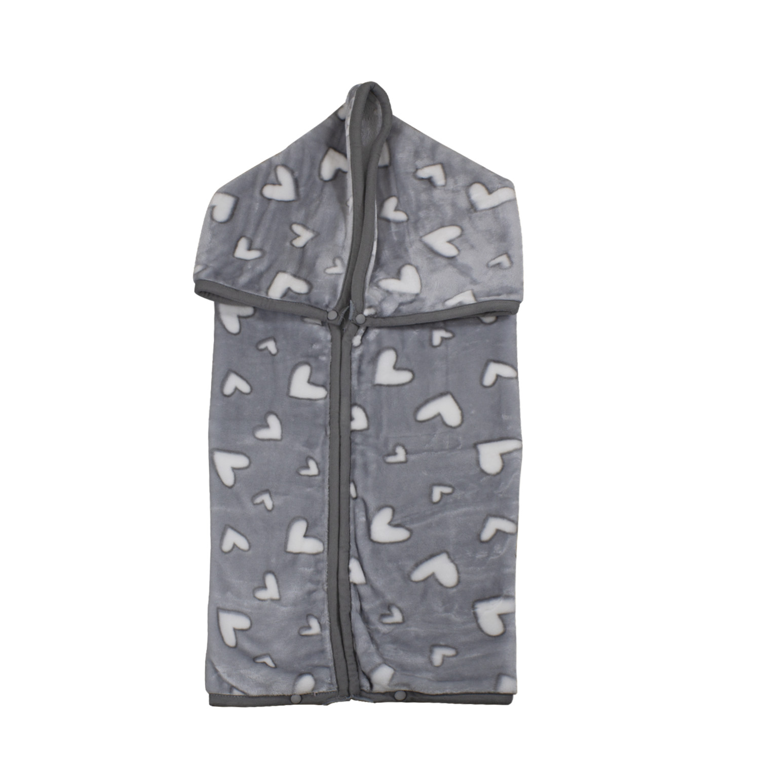 SACO CON BROCHE ULTRA SOFT CORAZONES 80X110CM GRIS BEBESIT - 3
