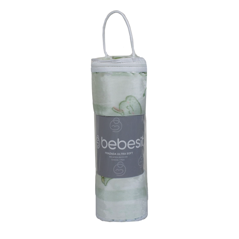 FRAZADA ULTRA SOFT DINO 80X110CM VERDE BEBESIT - 3
