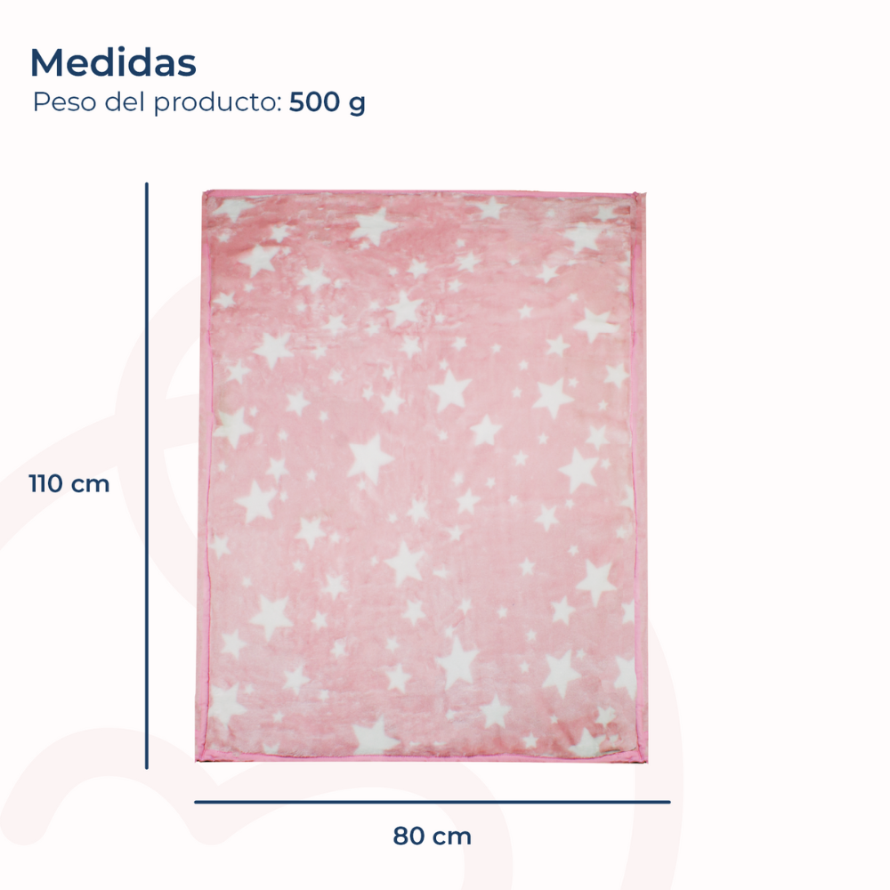 FRAZADA ULTRA SOFT ESTRELLA 80X110CM ROSADO BEBESIT - 4