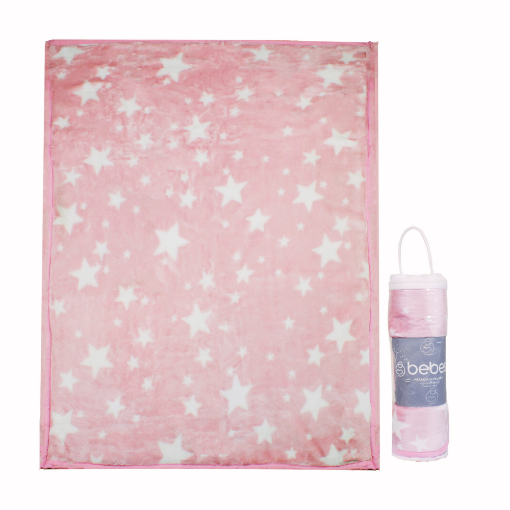 FRAZADA ULTRA SOFT ESTRELLA 80X110CM ROSADO BEBESIT - 5