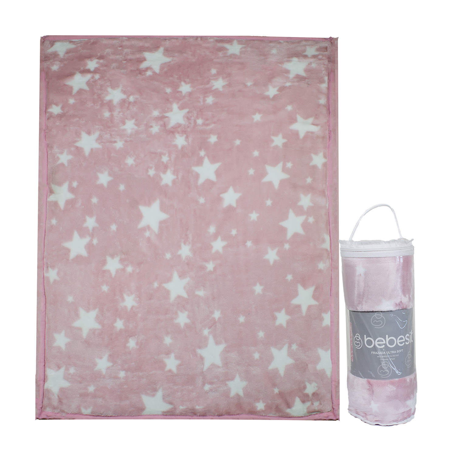 FRAZADA ULTRA SOFT ESTRELLA 110X140CM ROSADO BEBESIT - 1