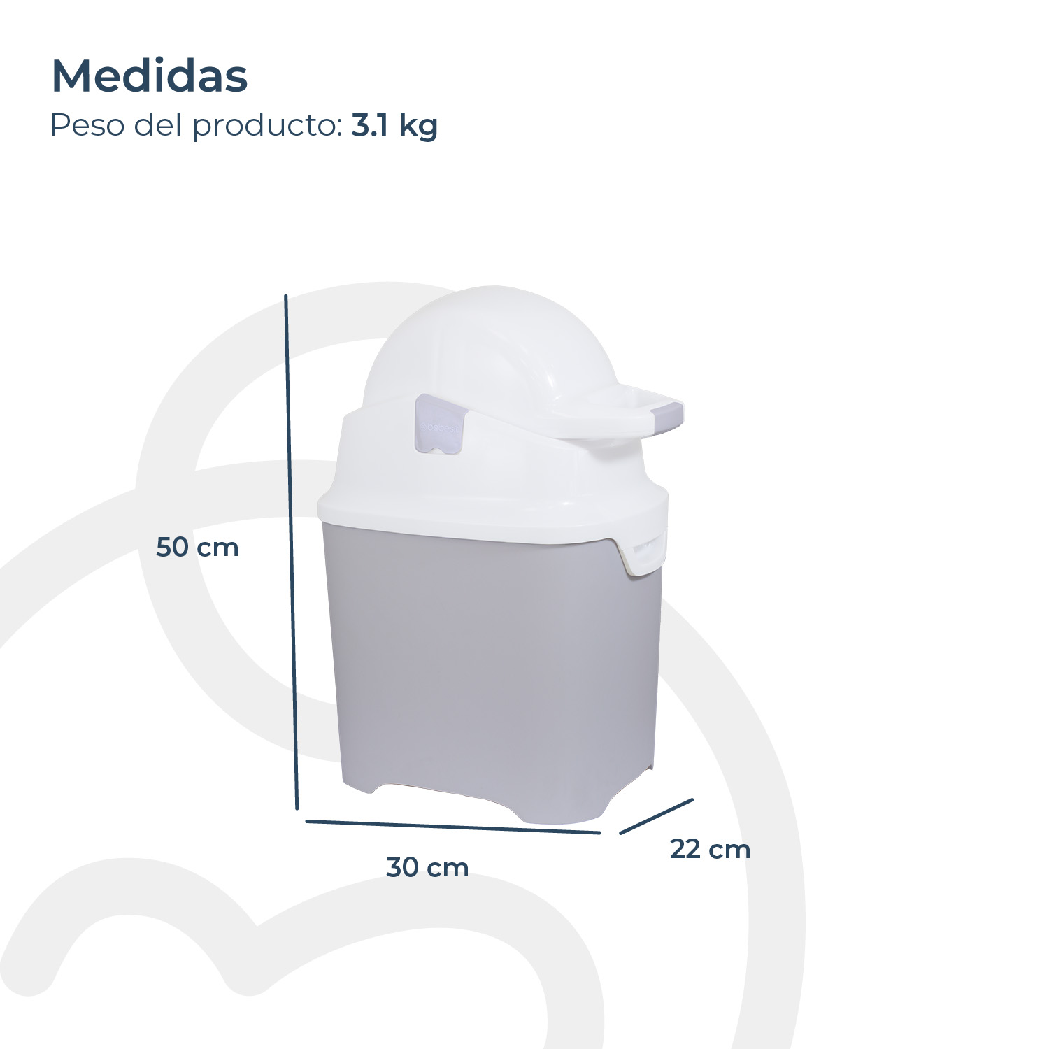 CONTENEDOR DE PAÑALES PLATEADO BEBESIT - 8