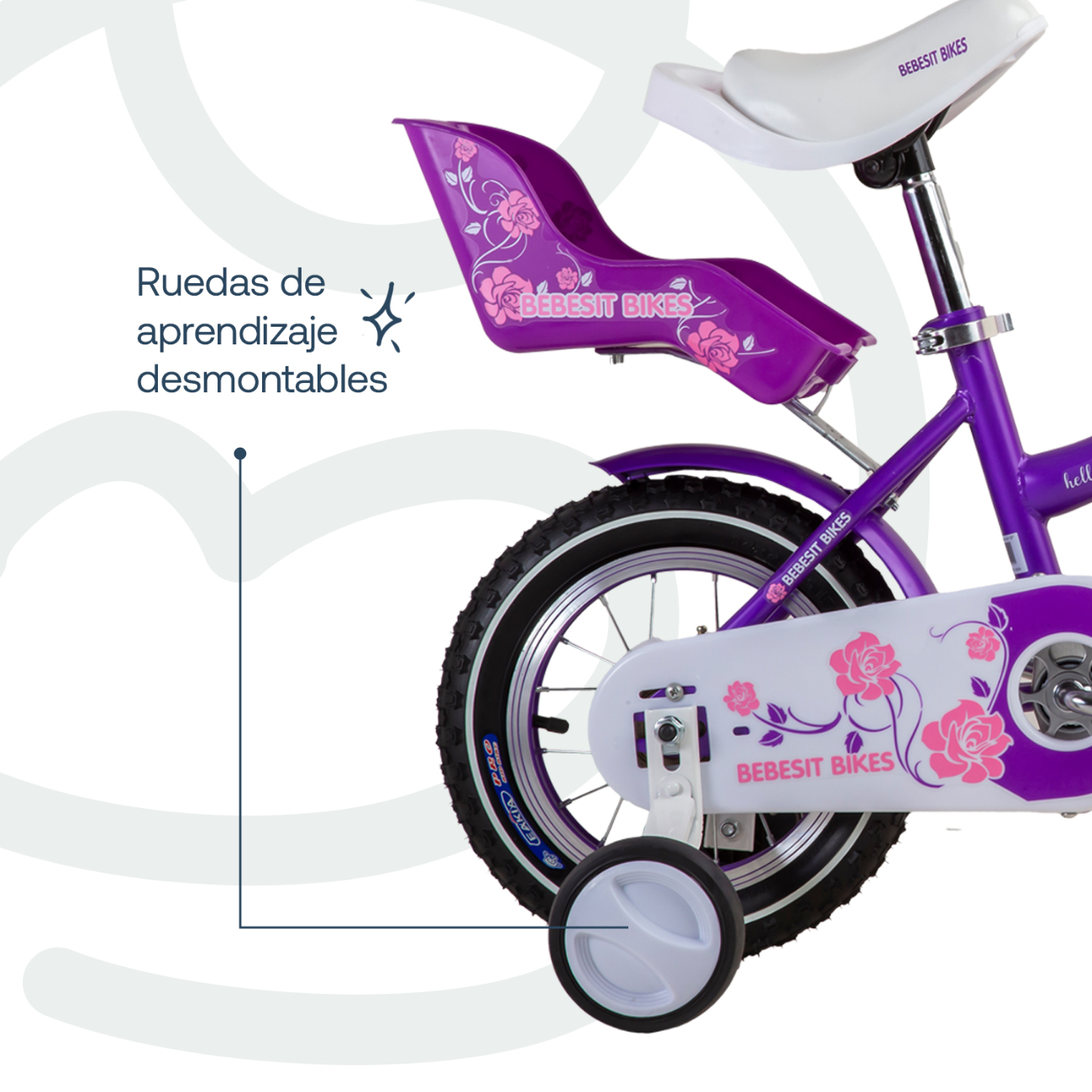 BICICLETA INFANTIL QUEEN ARO 12 MORADA BEBESIT - 6