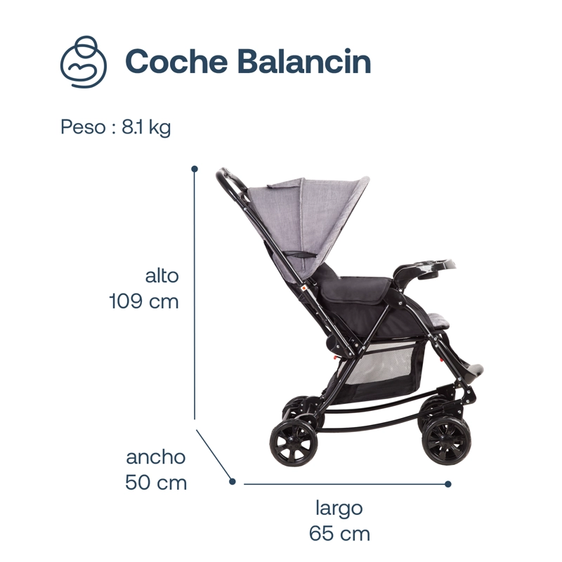 COCHE CUNA BALANCIN SX GRIS MELANGE BEBESIT - 7