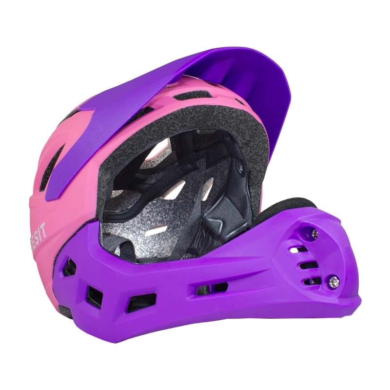 CASCO INTEGRAL BICI CROSS REJILLA DESMONTABLE ROSADO MORADO - 1