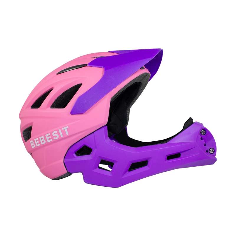 CASCO INTEGRAL BICI CROSS REJILLA DESMONTABLE ROSADO MORADO - 2