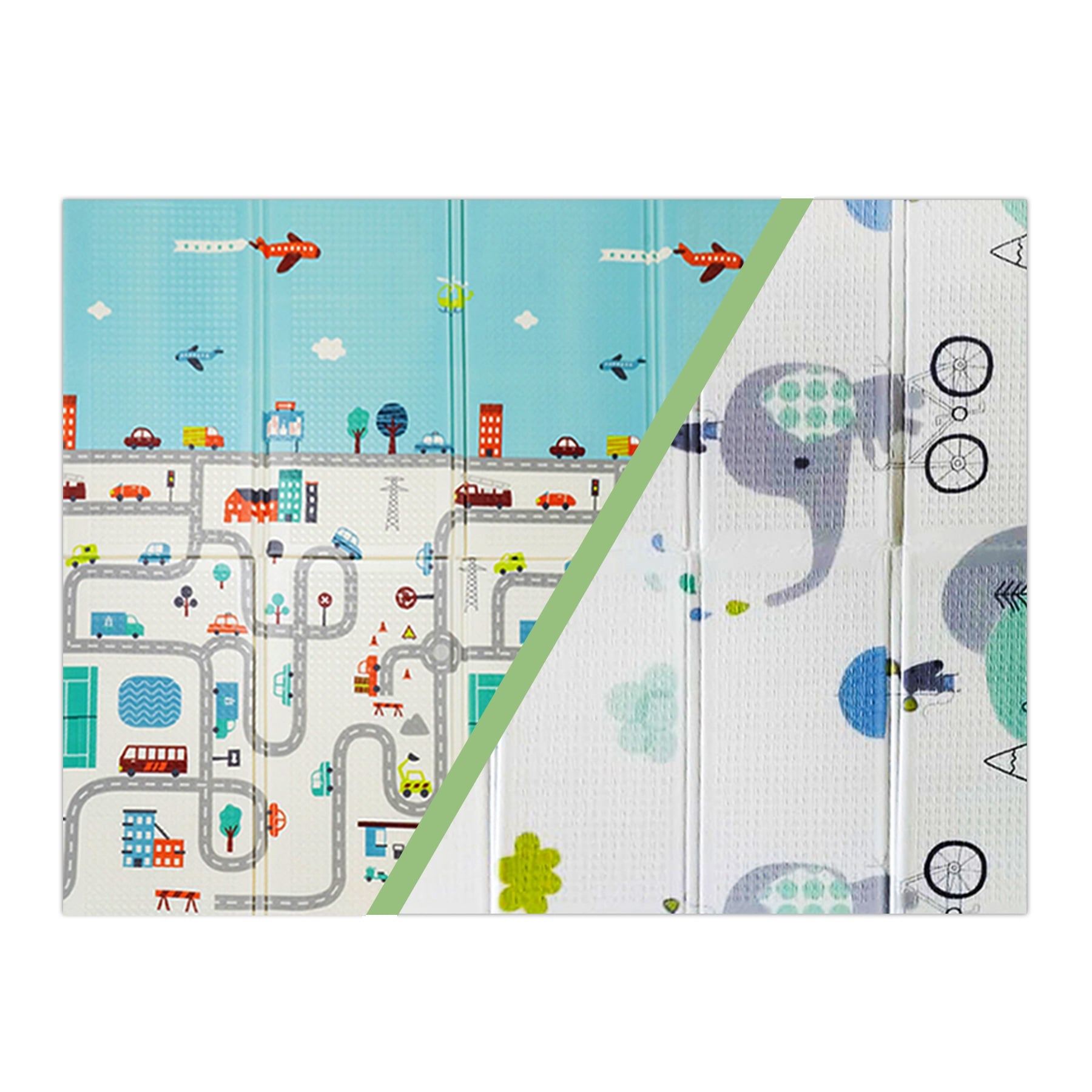 ALFOMBRA ANTIGOLPES PLEGABLE 180X120 CIUDAD ELEFANTE BEBESIT - 1