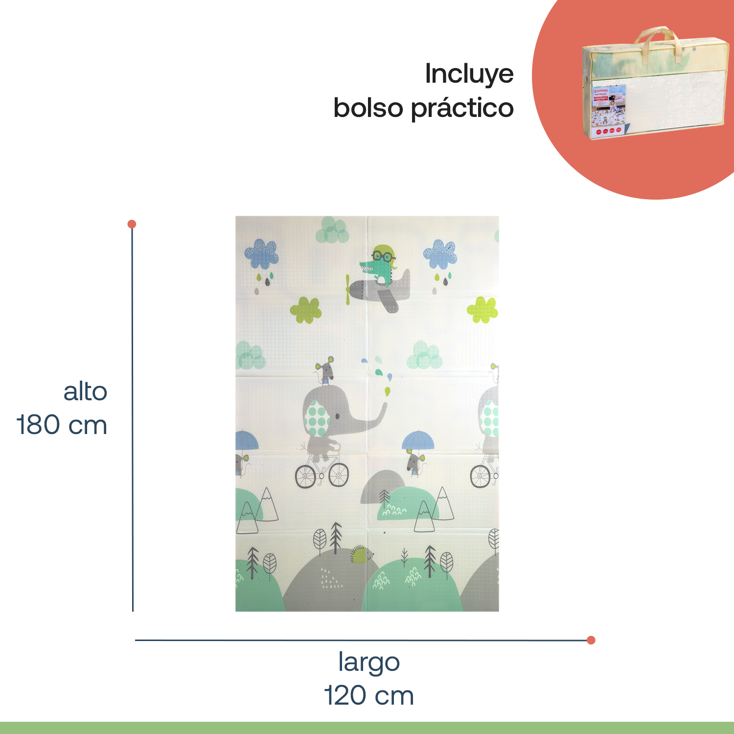 ALFOMBRA ANTIGOLPES PLEGABLE 180X120 CIUDAD ELEFANTE BEBESIT - 8