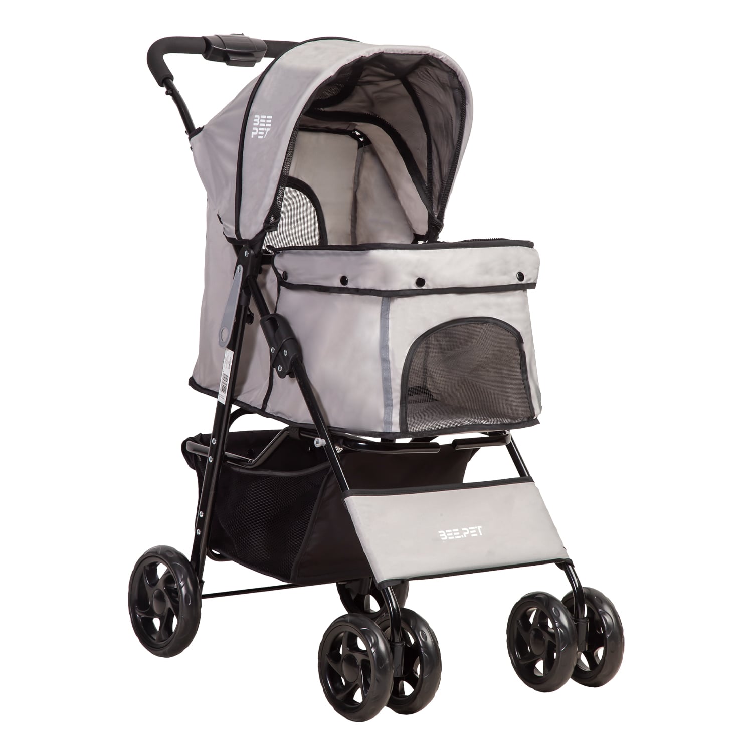 COCHE MASCOTA PLEGABLE PRO PERRO GATO GRIS BEEPET BEBESIT - 1