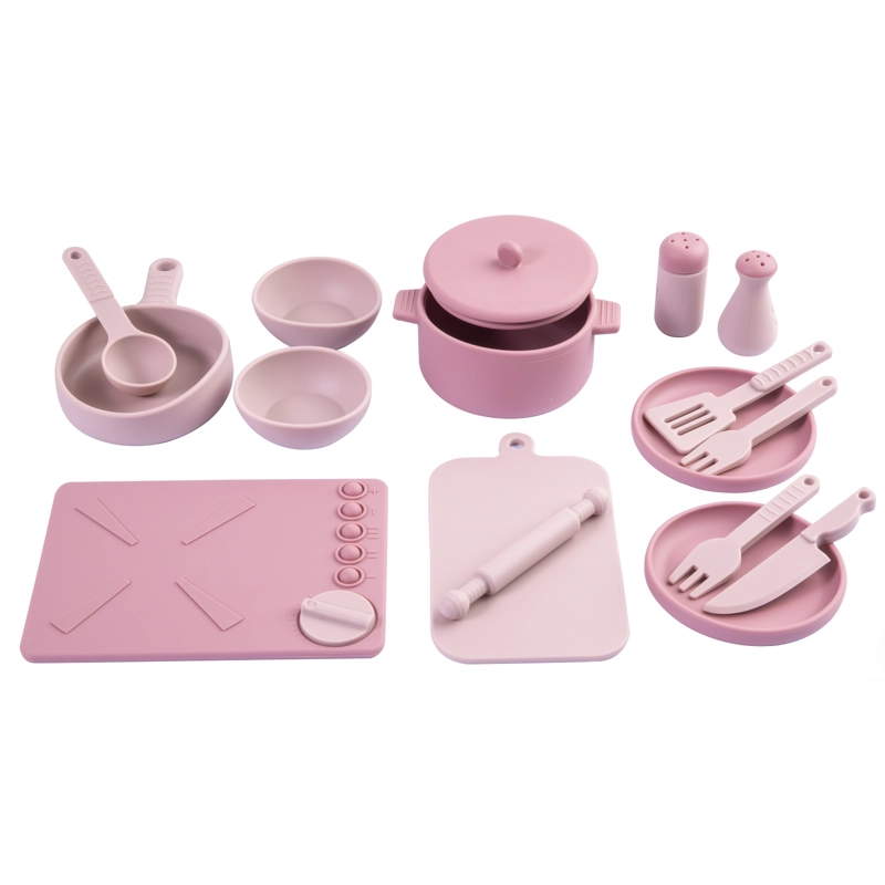 COCINA DE JUGUETE MONTESSORI SILICONA ROSADA - 1
