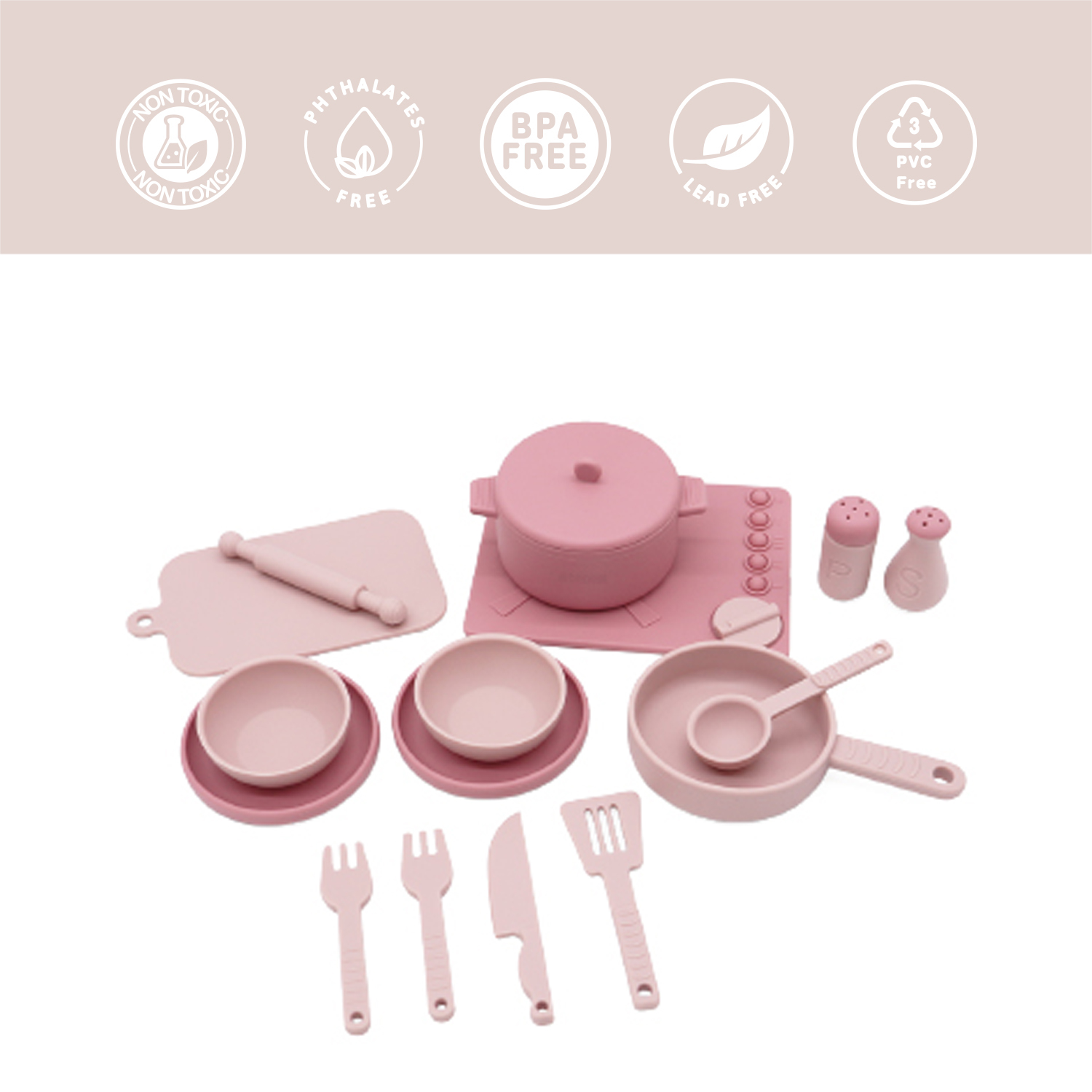 COCINA DE JUGUETE MONTESSORI SILICONA ROSADA - 4