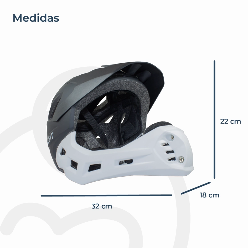 CASCO INTEGRAL  BICI CROSS REJILLA DESMONTABLE EN COLOR BLANCO EN COLOR NEGRO - 8