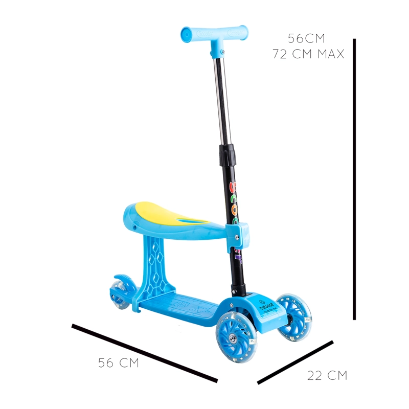 SCOOTER MONOPATÍN 2 EN 1 CON ASIENTO NIÑO PLEGABLE XT04 AZUL - 8