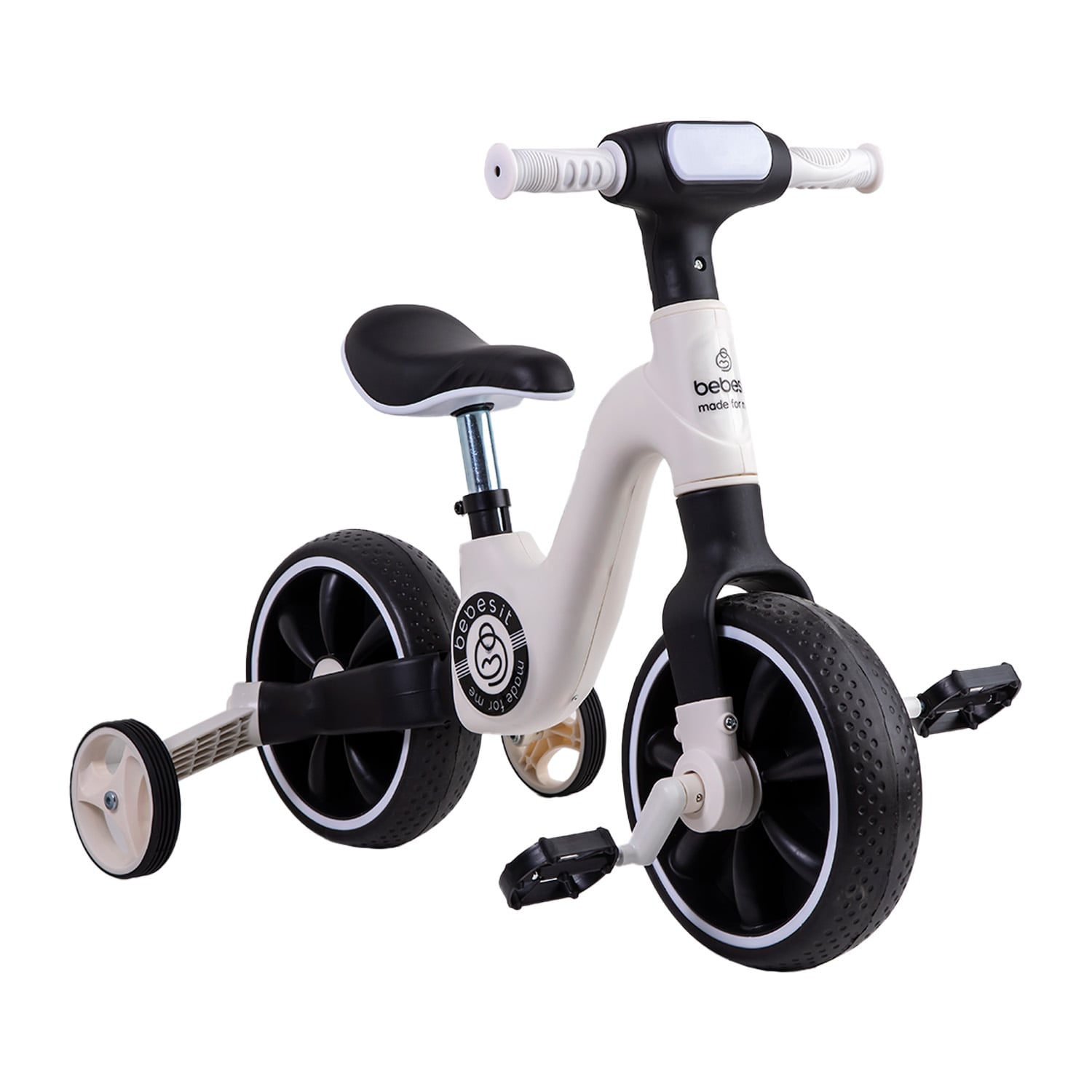 TRICICLO BICICLETA APRENDIZAJE PEDALES 2 EN 1 XT05 EN COLOR BLANCO - 1