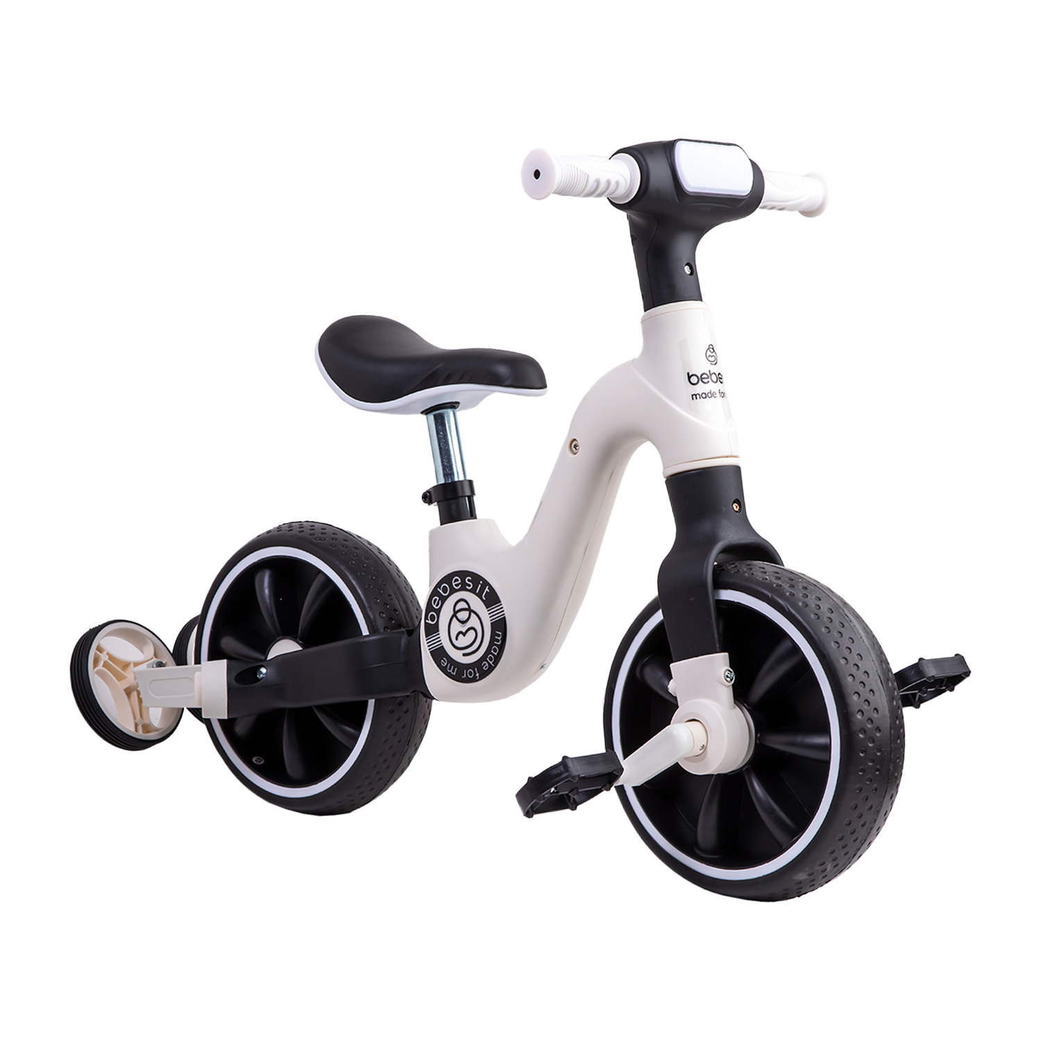 TRICICLO BICICLETA APRENDIZAJE PEDALES 2 EN 1 XT05 EN COLOR BLANCO - 8