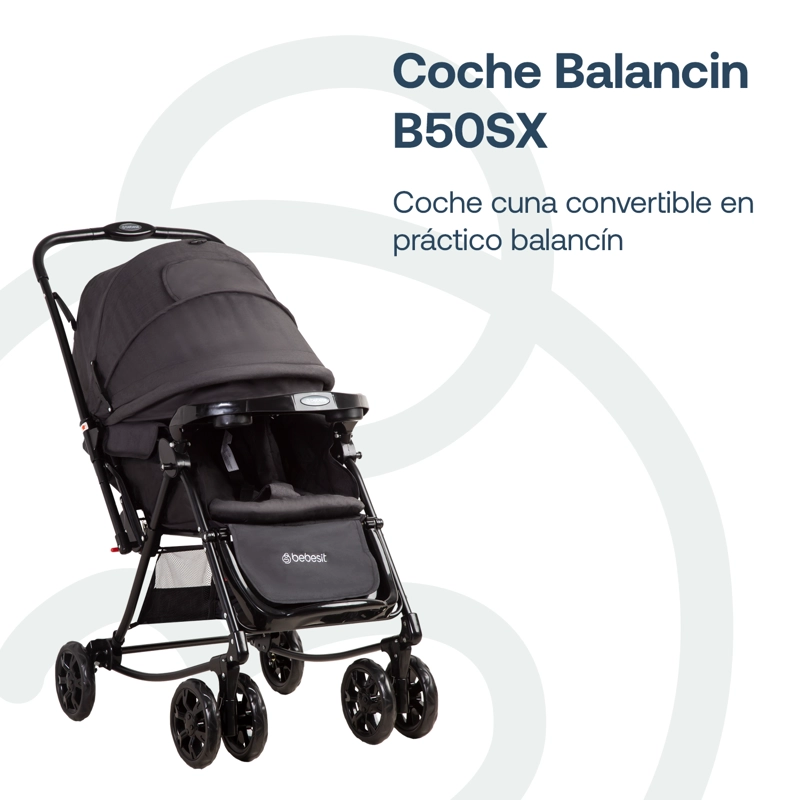 COCHE CUNA BALANCIN SX EN COLOR NEGRO MELANGE BEBESIT - 2