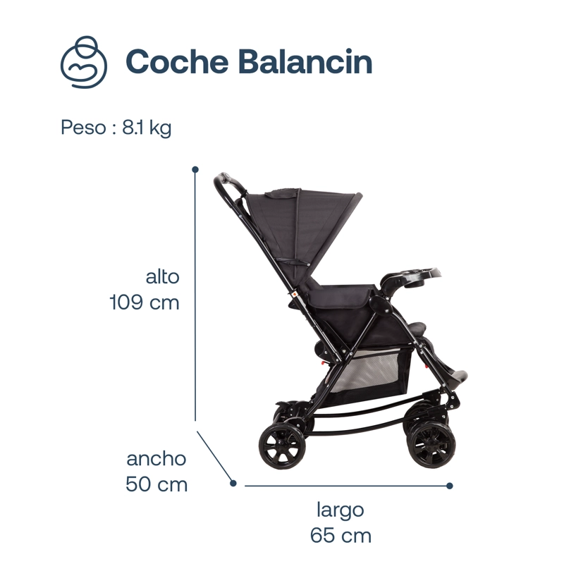 COCHE CUNA BALANCIN SX EN COLOR NEGRO MELANGE BEBESIT - 7