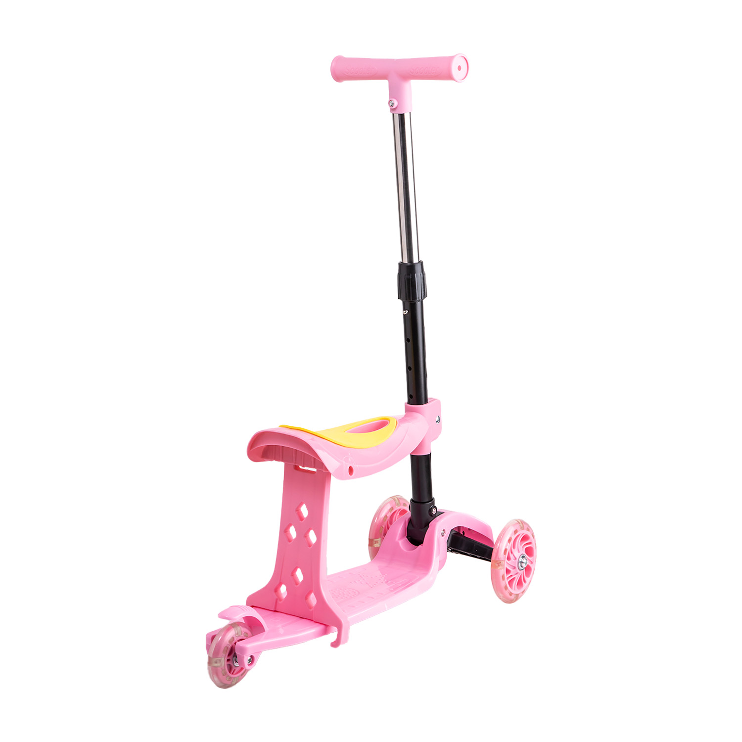 SCOOTER MONOPATÍN 2 EN 1 CON ASIENTO NIÑA PLEGABLE XT04 ROSA - 5