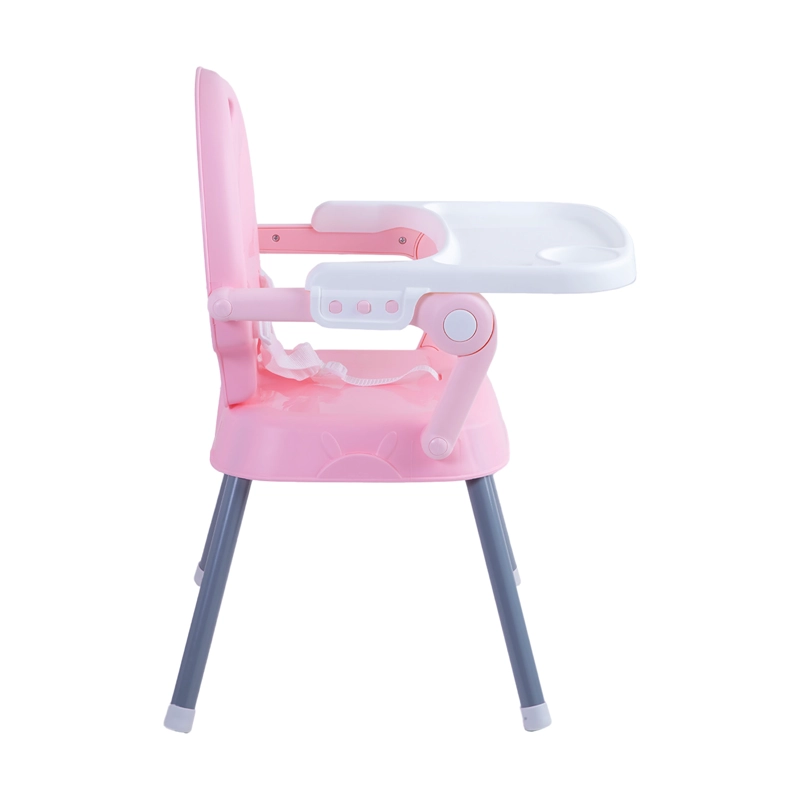 SILLA DE COMER PLEGABLE PORTATIL BEBE NIÑO FOLD ROSA - 4