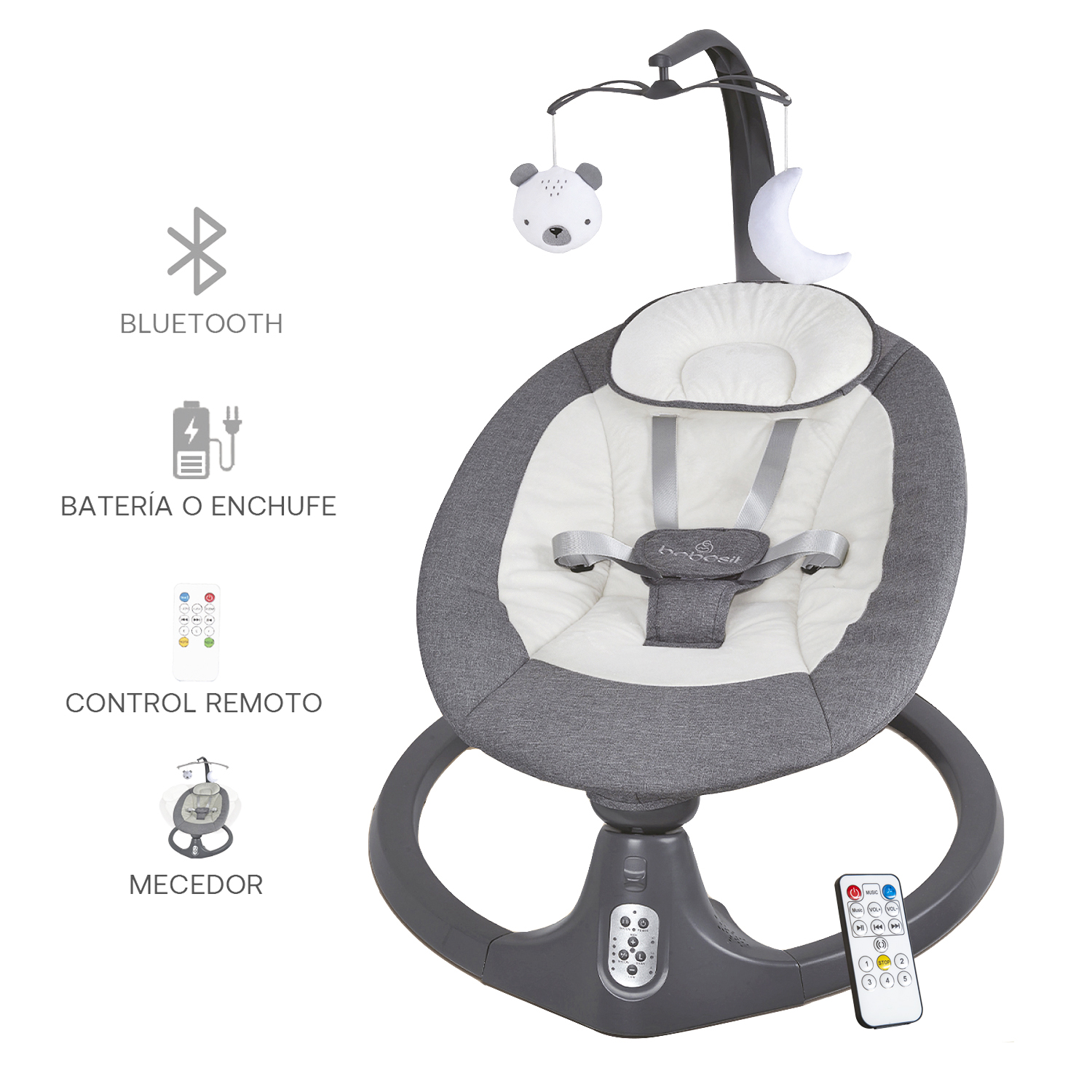 SILLA NIDO BABY SWING GRIS BEBESIT - 5