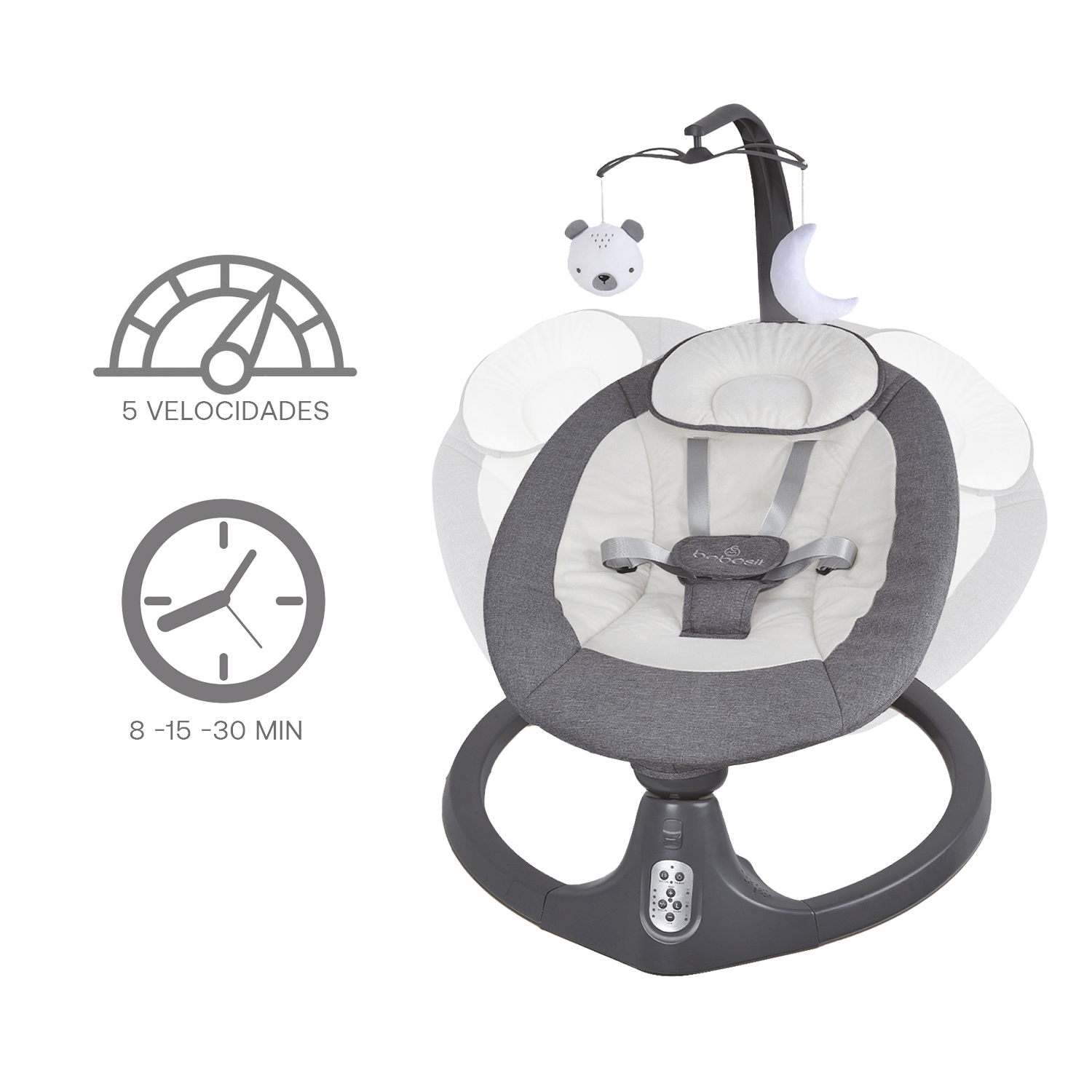 SILLA NIDO BABY SWING GRIS BEBESIT - 9