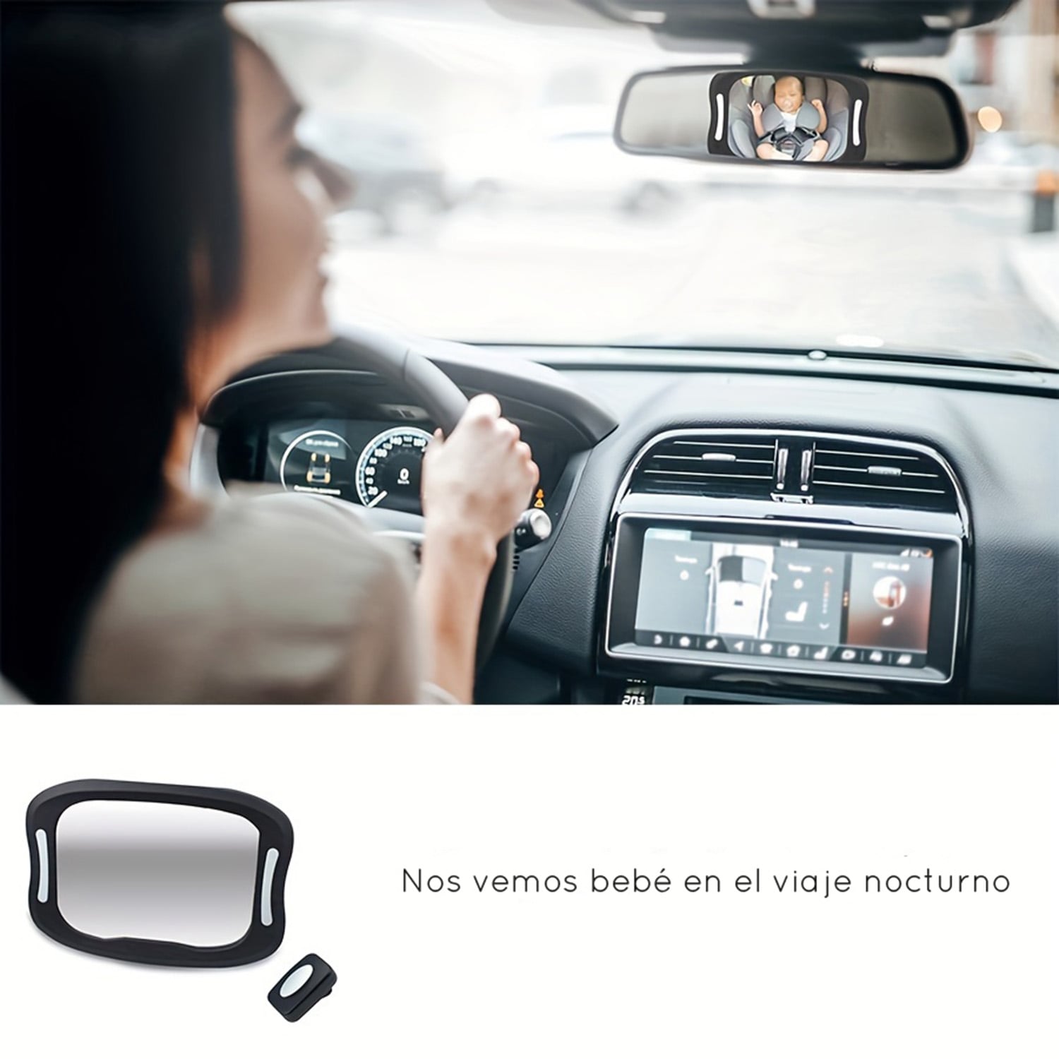 ESPEJO LUCES LED AUTO AJUSTABLE BEBE TESTEADO EN ACCIDENTES - 3