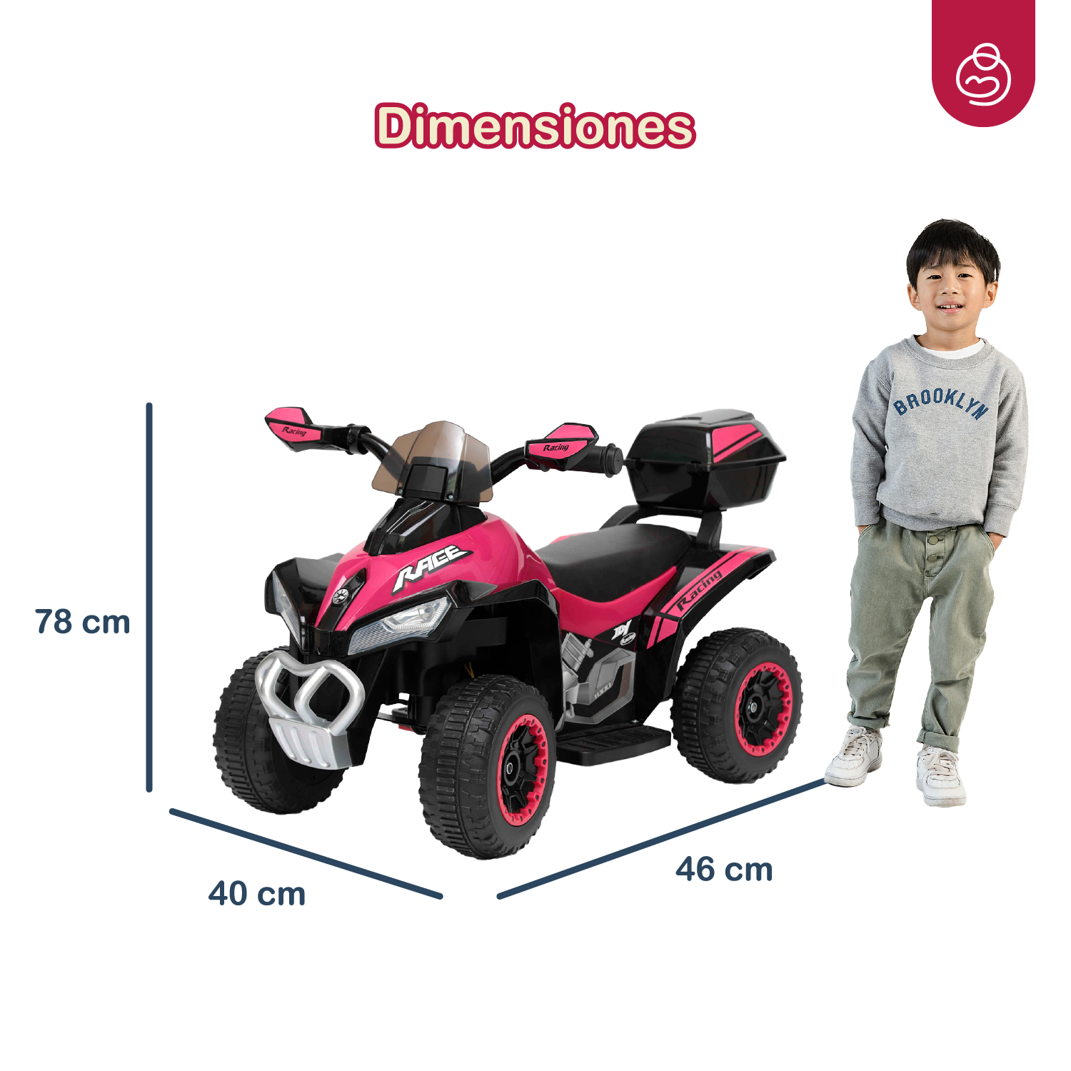 CUADRIMOTO A BATERÍA QUAD LX ROSA BEBESIT - 7