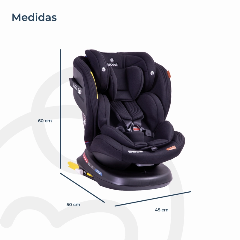 SILLA DE AUTO CONVERTIBLE ISOFIX SUPRA 360º PREMIUM EN COLOR NEGRO - 8