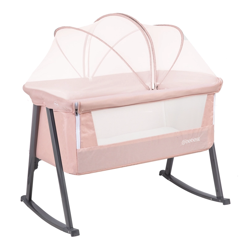 CUNA MOISE S BALANCIN CON MOSQUITERO ROSADO BEBESIT - 1