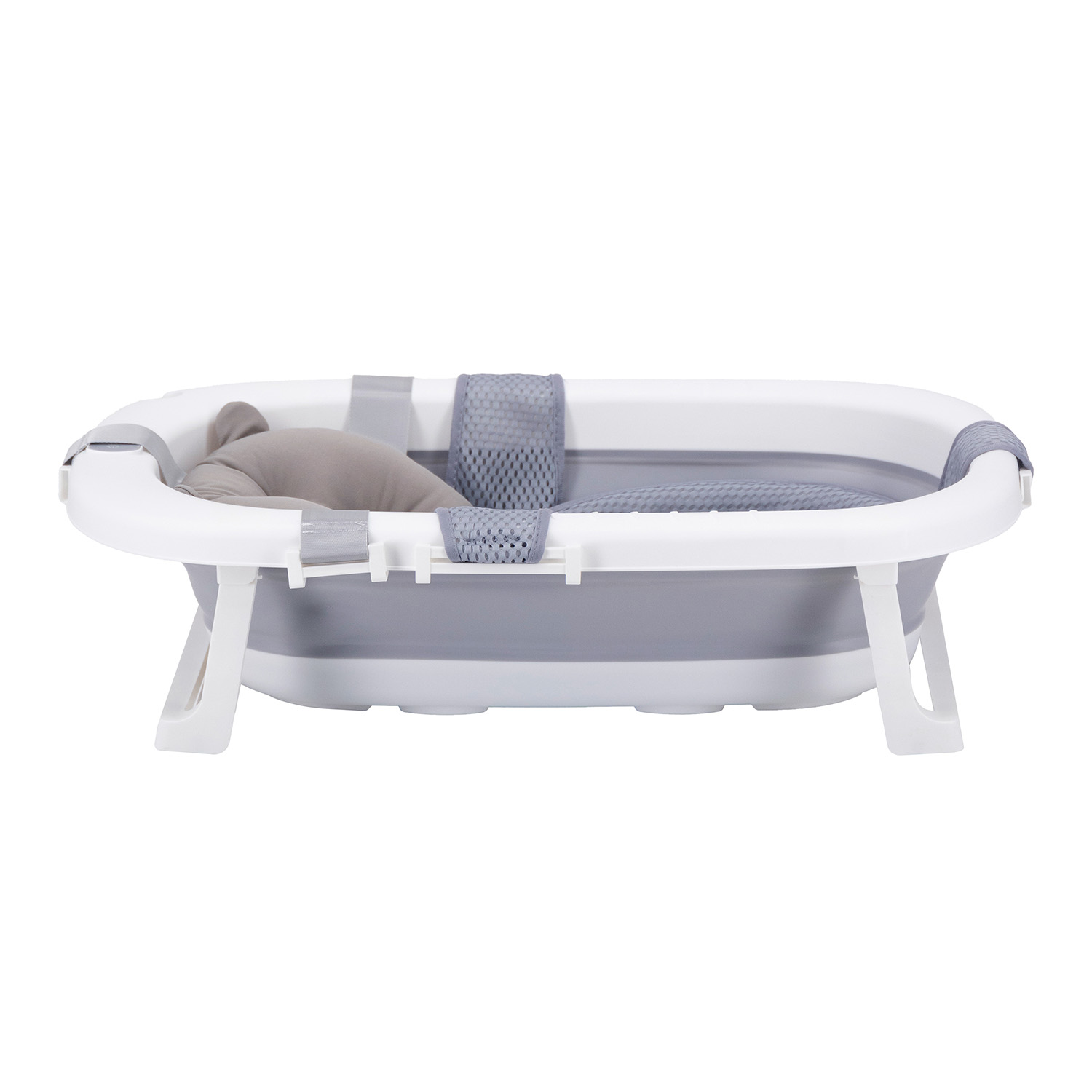BAÑERA PLEGABLE BEBE CON COJIN ALMOHADA Y REDUCTOR GRIS - 3