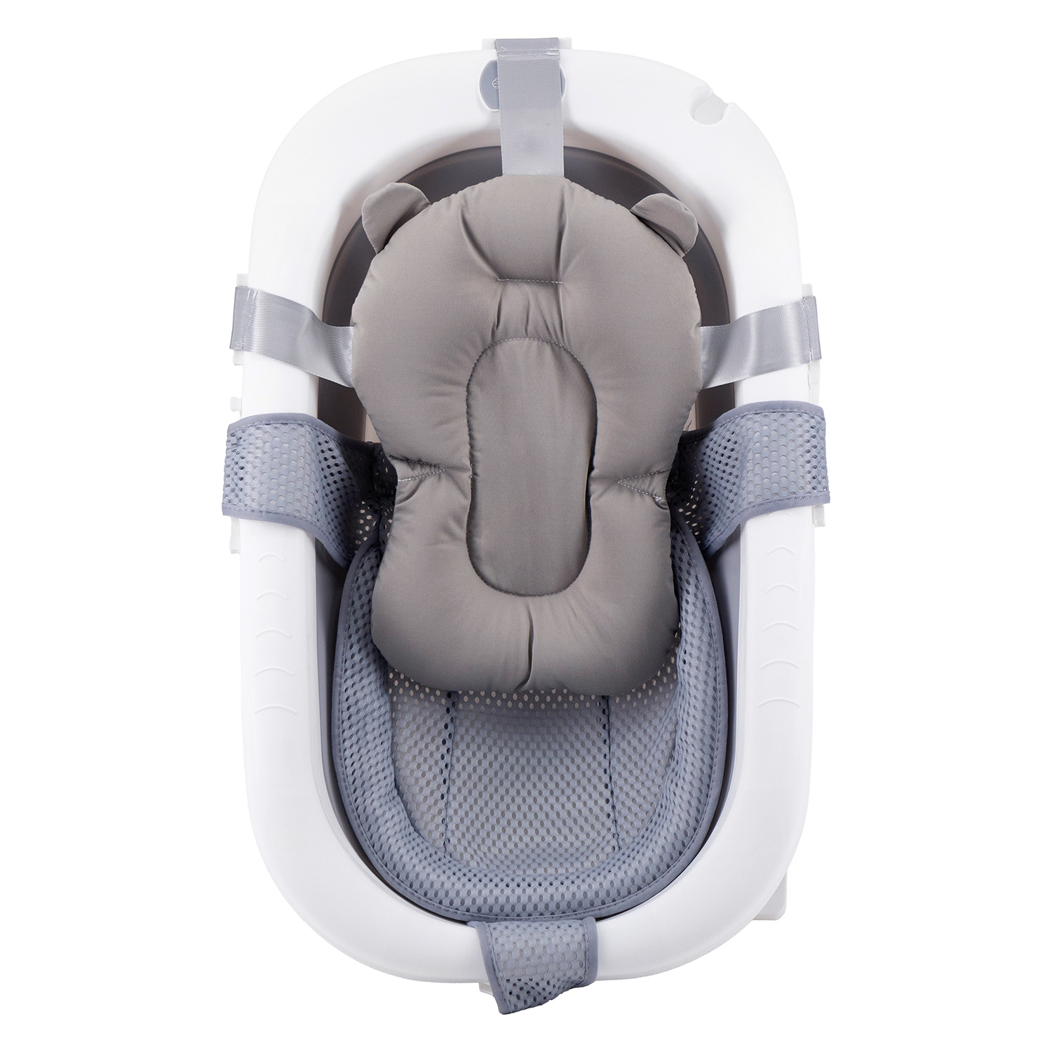 BAÑERA PLEGABLE BEBE CON COJIN ALMOHADA Y REDUCTOR GRIS - 4
