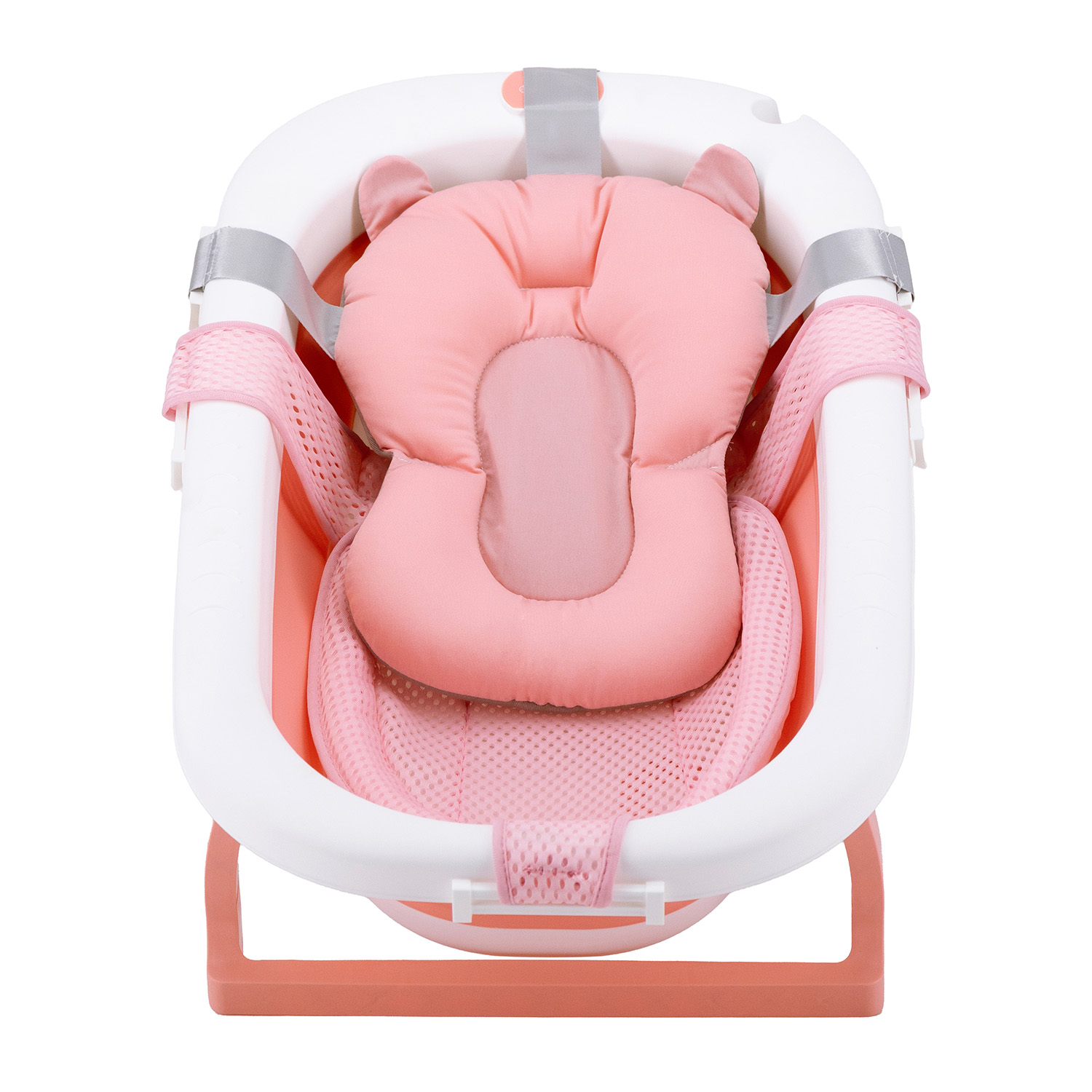 BAÑERA PLEGABLE BEBE CON COJIN ALMOHADA Y REDUCTOR ROSADA - 2