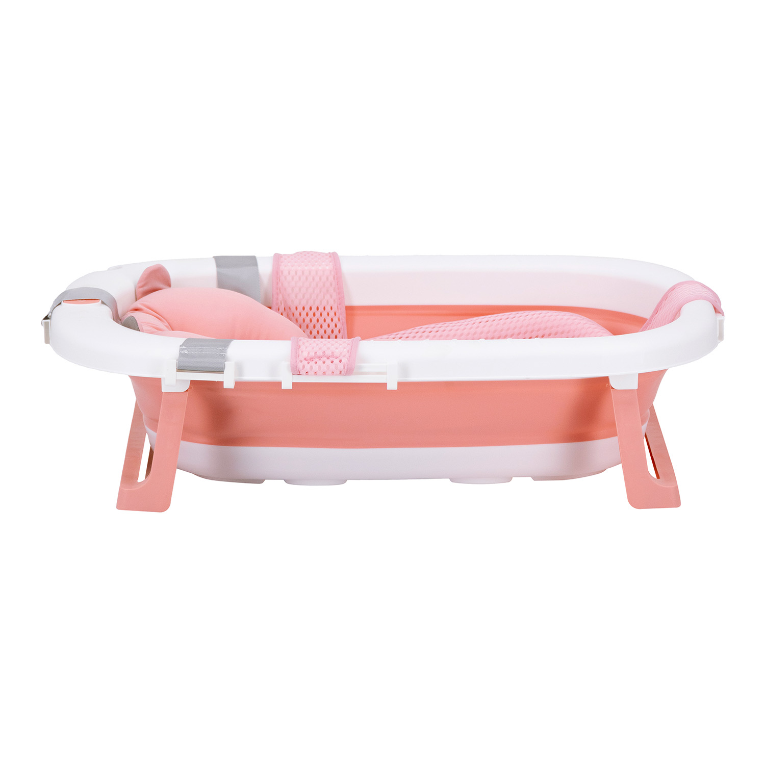 BAÑERA PLEGABLE BEBE CON COJIN ALMOHADA Y REDUCTOR ROSADA - 3