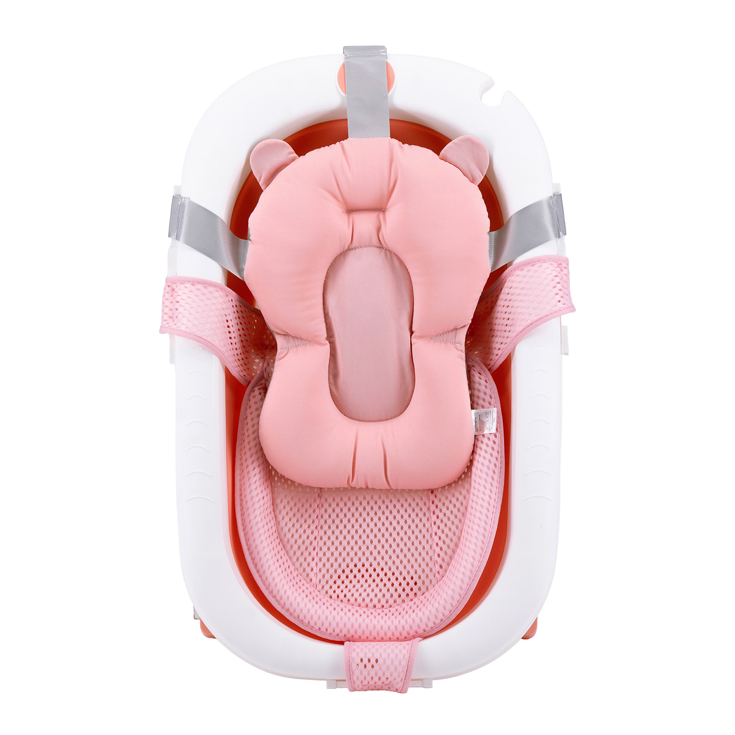BAÑERA PLEGABLE BEBE CON COJIN ALMOHADA Y REDUCTOR ROSADA - 4