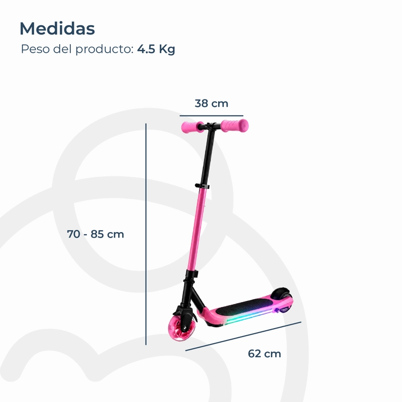 MONOPATIN ELE CTRICO PLEGABLE E-SCOOTER 60W 24V2000MAH ROSADO - 7