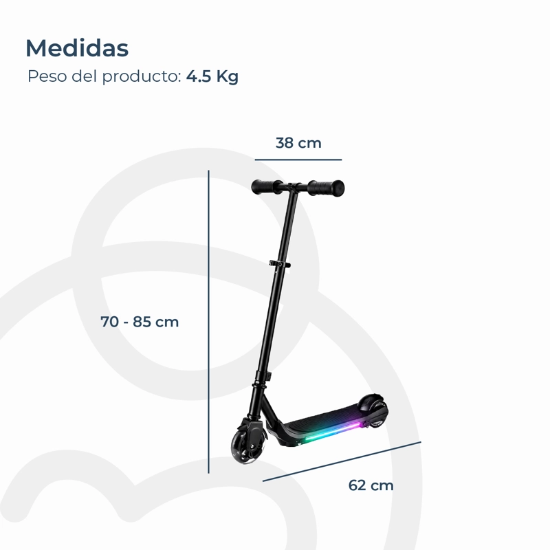 MONOPATIN ELE CTRICO PLEGABLE E-SCOOTER 60W 24V2000MAH NEGRO - 7