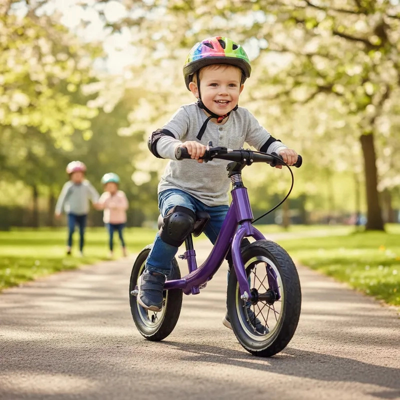 BICICLETA DE APRENDIZAJE NIÑOS Y NIÑAS INFANTIL CON FRENOS MORADA - 3