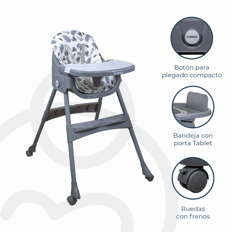 SILLA DE COMER STEPS GRIS BEBESIT - 8