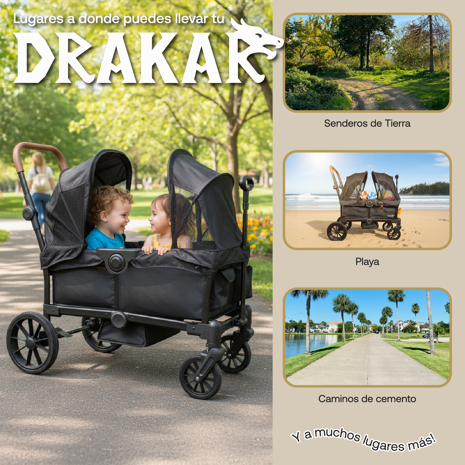 COCHE PASEO CARRO  WAGON DRAKAR NEGRO - 8