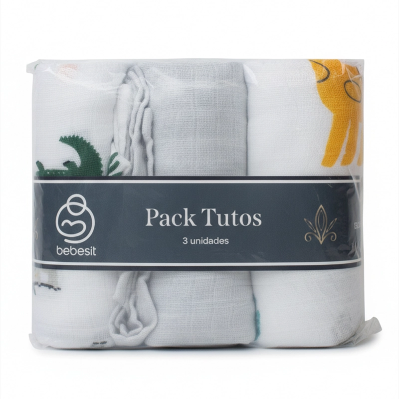 PACK 3 MANTAS DE MUSELINA 100% ALGODON – 75 X 75 CM - 1