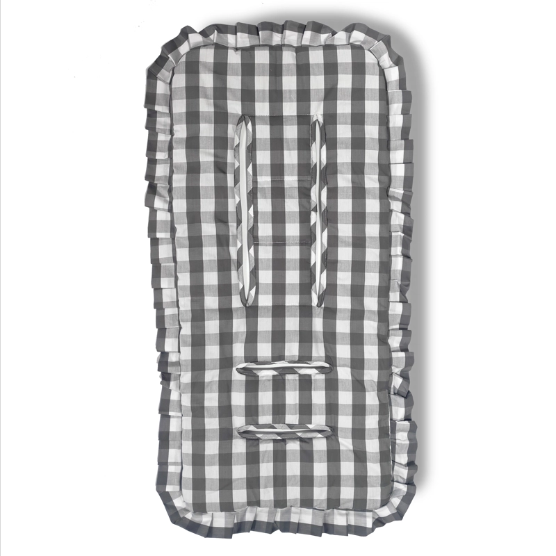 COJIN UNIVERSAL COCHE PASEO DISEÑO CUADROS GRIS 40 X 80 CM - 1