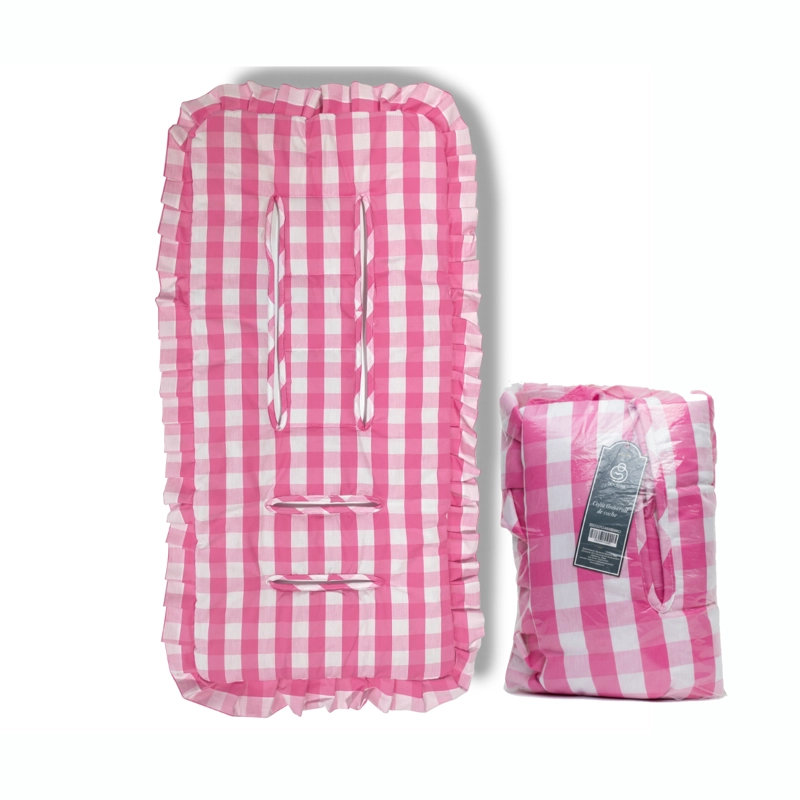 COJIN UNIVERSAL COCHE PASEO DISEÑO CUADROS ROSADO 40 X 80 CM - 5