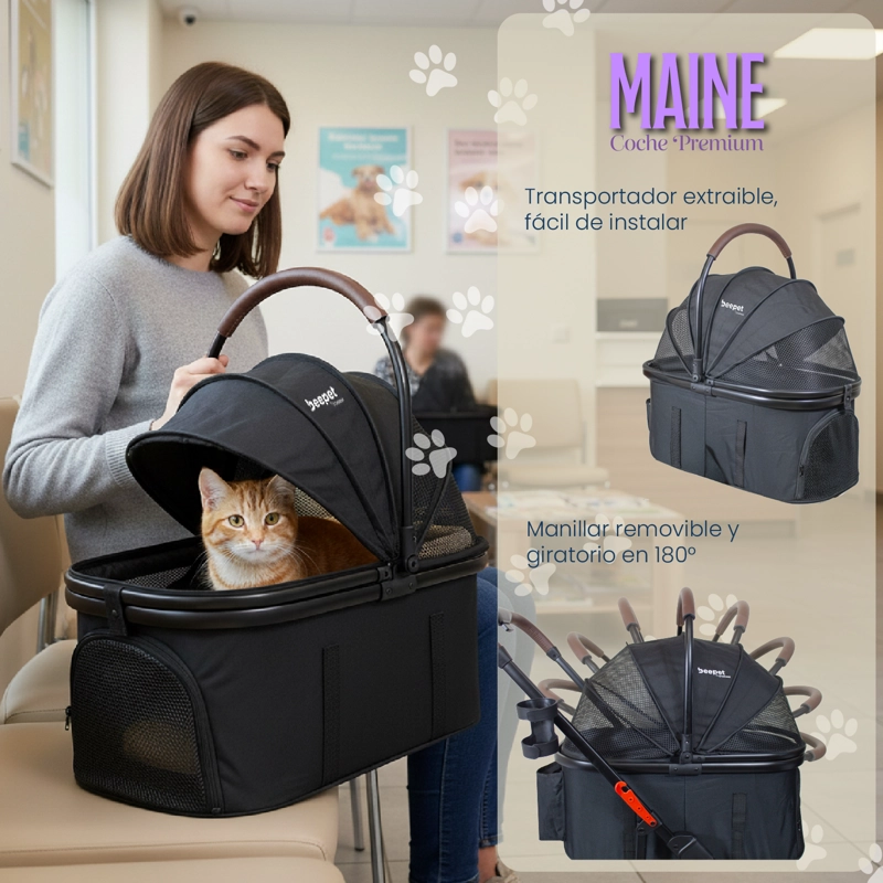 COCHE PARA MASCOTAS PREMIUM MAINE NEGRO - 3