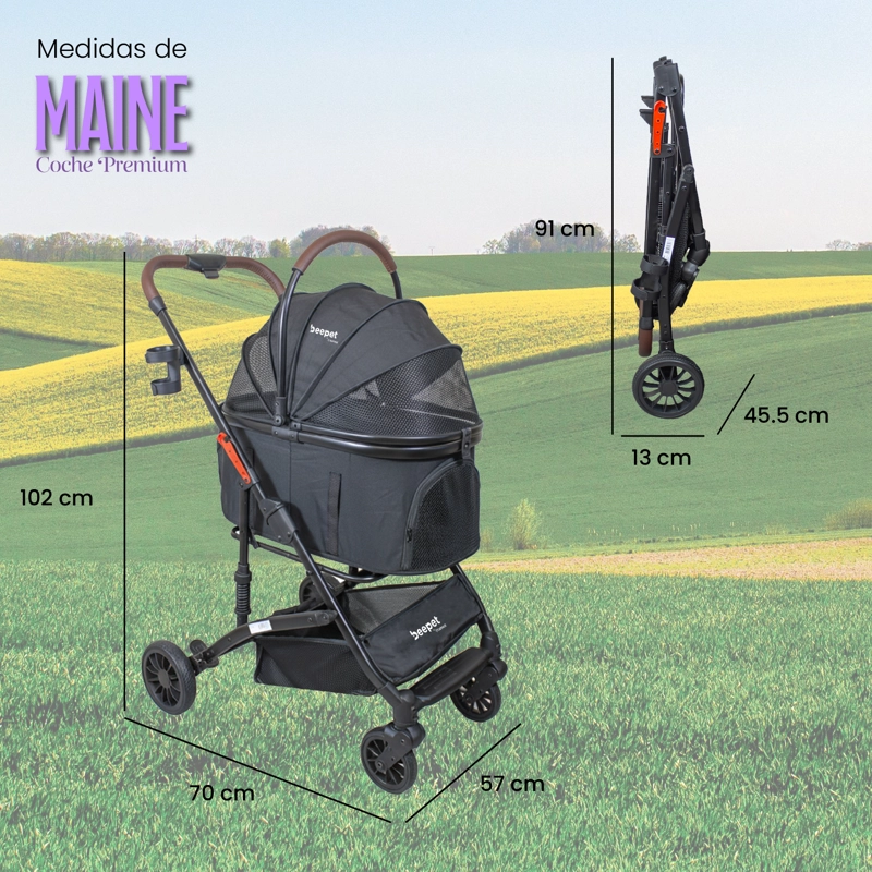 COCHE PARA MASCOTAS PREMIUM MAINE NEGRO - 6