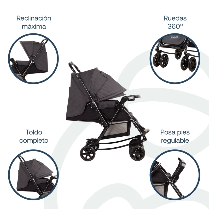 COCHE CUNA BALANCIN SX NEGRO MELANGE BEBESIT - 3