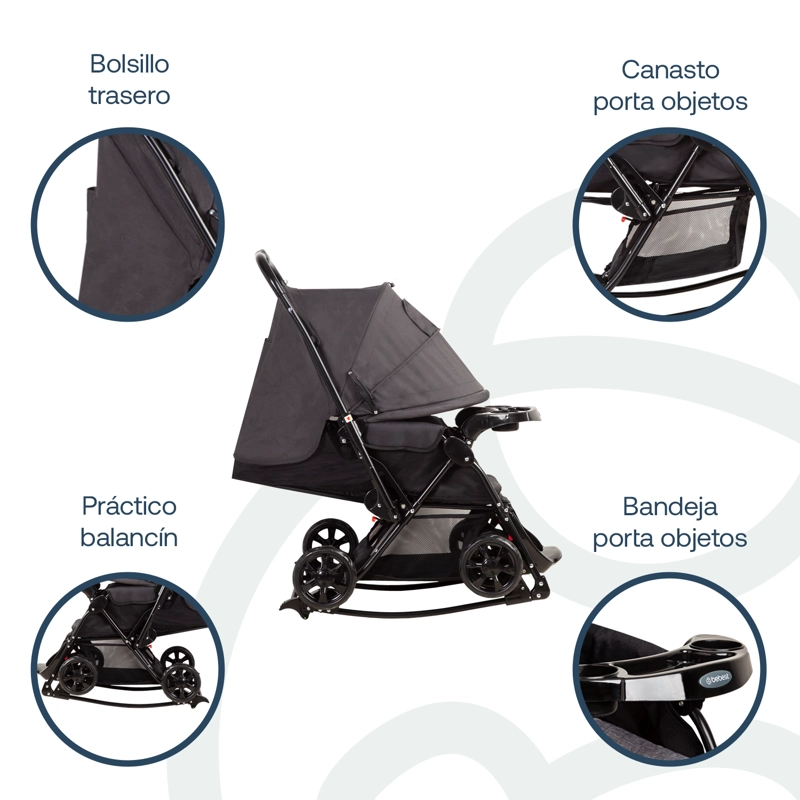 COCHE CUNA BALANCIN SX NEGRO MELANGE BEBESIT - 4